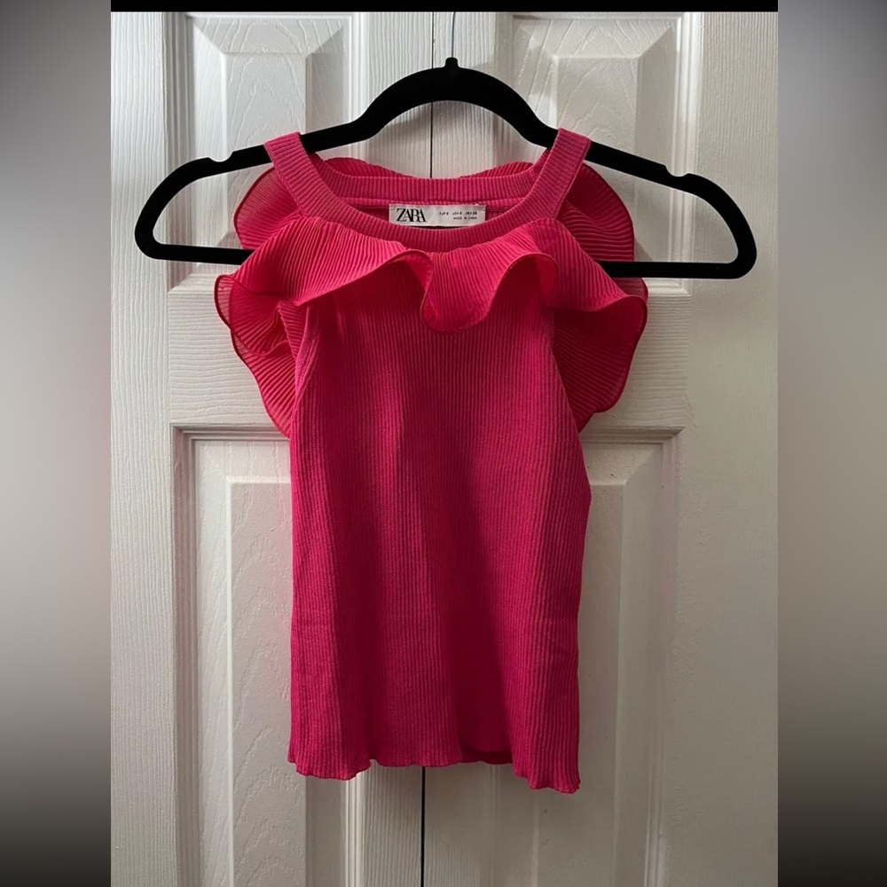 Zara Pink Ruffled top - Picture 4 of 6